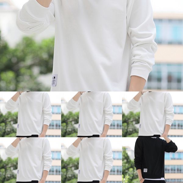 

men's sweater 2020 coat pullover t-shirt pulloverautumn loose sports versatile new trend t-neck bottoming shirt pullover men's coa, Black