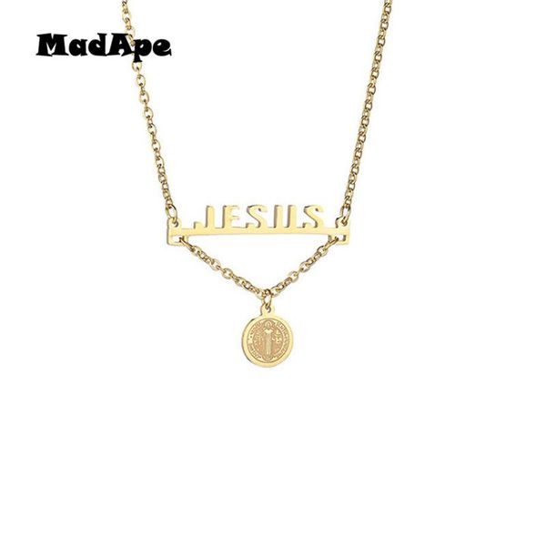 

pendant necklaces madape arrival jesus necklace cross stainless steel chain for women men gold color jewelry gift, Silver