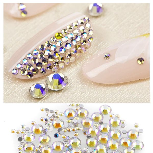 

nail art decorations ss3-ss16 about 1440pcs shiny starry sky ab rhinestone non fix flatback glue on rhinestones for diy, Silver;gold