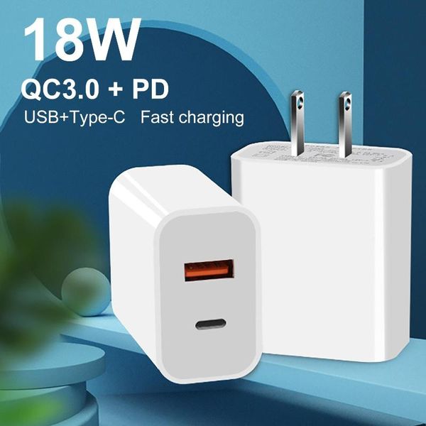 

portable 18w pd/qc3.0 usb-a type-c fast charging phone quick charger adapter