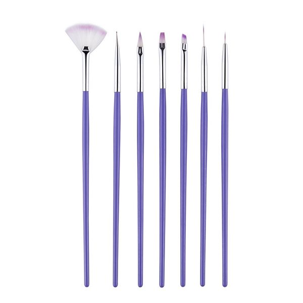 Großhandel Lila Farbe 7 Stück Nagel-Maniküre-Werkzeuge Nagelbürsten für Schönheitssalon Nail Art Dotting Tools