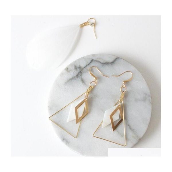 

europe fashion jewelry women's triangle stone white shell sqcmnm new_dhbest, Silver