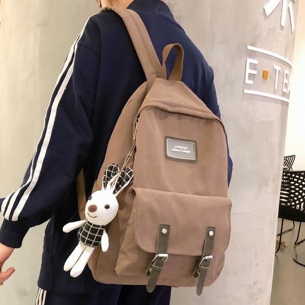 

fashion buckle cotton fabric backpack cute women kawaii school bag student girl backpack harajuku female luxury bags book ladies bbycbg