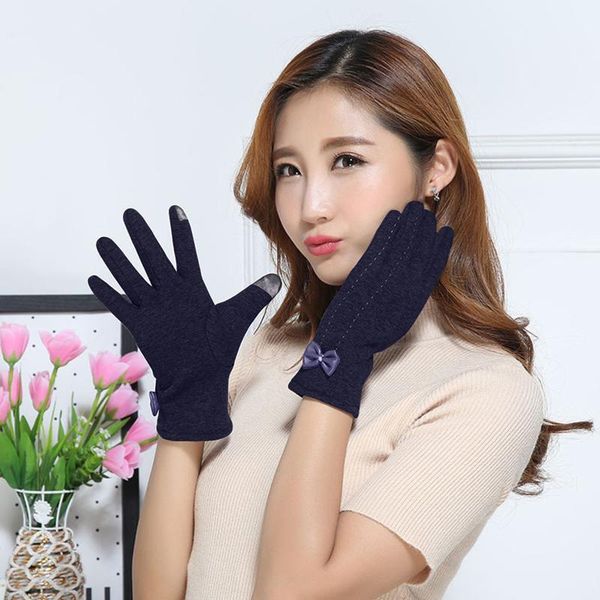 

women fashion winter gloves windproof internal plush warm lady mittens touch screen skin-friendly soft female gloves #t1p, Blue;gray