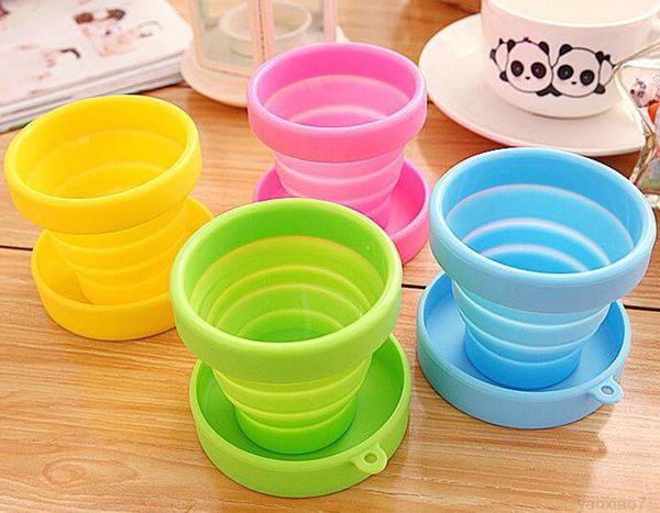 

portable silicone folding cup 170ml telescopic collapsible water bottles candy color outdoor camping travel drinkware foldable cups