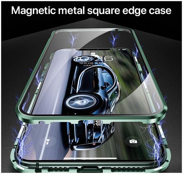 

360 protective double sided glass magnetic metal case for iphone 12 11 pro x xs max xr with camera lens protectio jlltpc