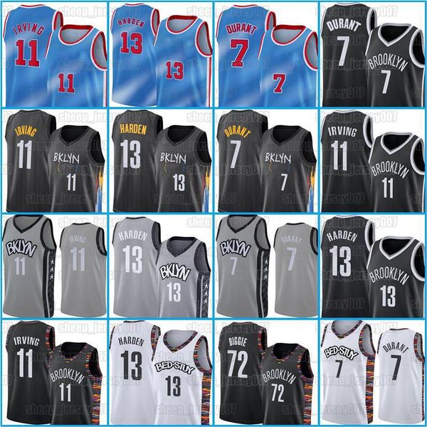 

2021 new 13 harden jerseys kevin kyrie 7 durant basketball 11 irving jersey 72 biggie jerseys mens black basketball sellers, Black;red