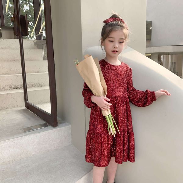 

2021 spring new girls' bling pearly drs, Red;yellow