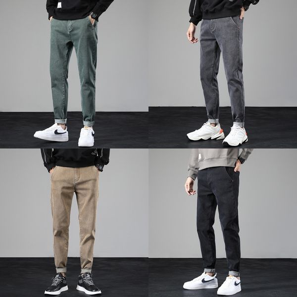 

new men's jeans and jeanstrousers and jeansslim fit small feet elastic men's jeans long pants 2020 korean fashion multicolor mgmsi, Blue