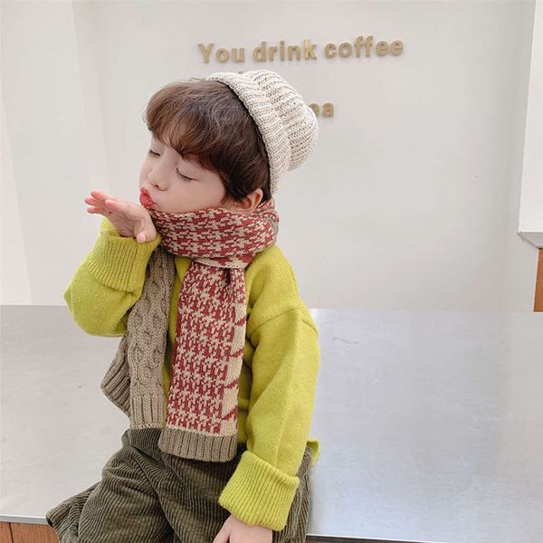 

check children's h 4782 thousand wool bird scarf ee4j, Red;brown