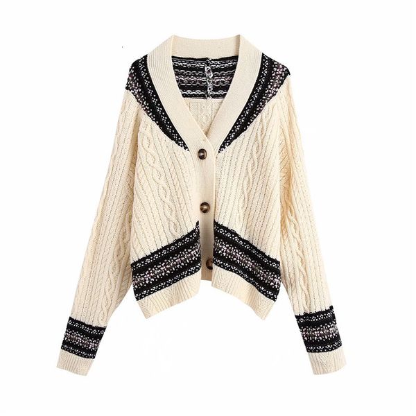 

2021 new jacquard oversized knit women cable kint v neck long sleeve cardigan woman loose casual winter sweater 6arl, White;black
