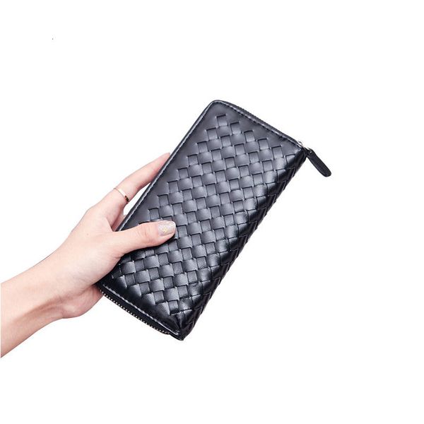 Heißer Verkauf Damen Gewebte Handtasche Große Kapazität Brieftasche Mode Plaid Wilden Einzelnen Reißverschluss Geldbörse