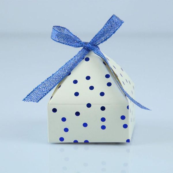 

10pcs pyramid style wedding favors dragee candy gift box black dot carton cardboard box with ribbon gift bags wrapping supplies jlloho