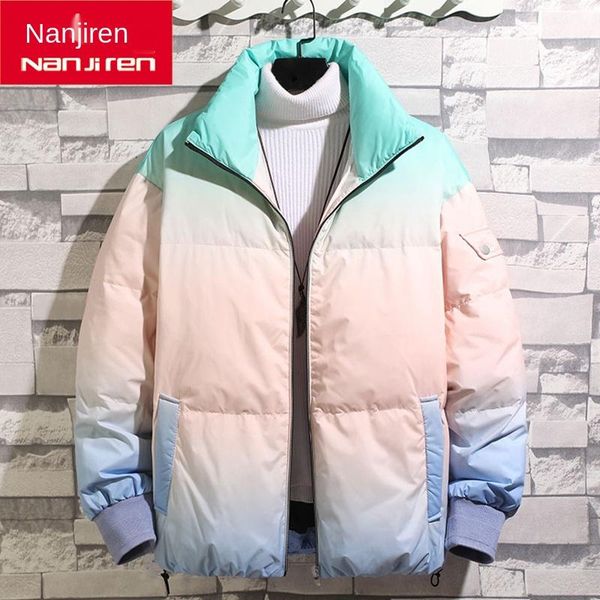 

winter down jacket men's 2020 new trend winter burst short gradient handsome men's jacket, Black