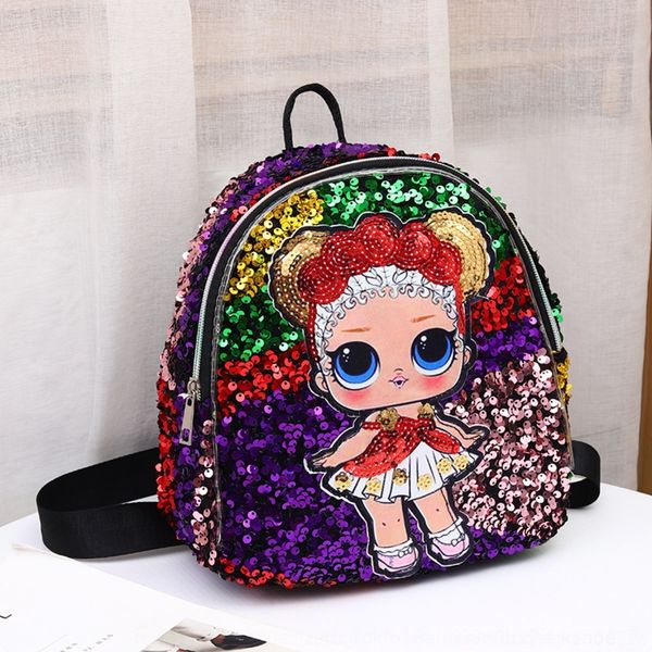 

e0bsr 2020 new backpack sequin student colorful backpackfemale pgbz bagled cartoon children's fashion schoolbag travel backpackbag back