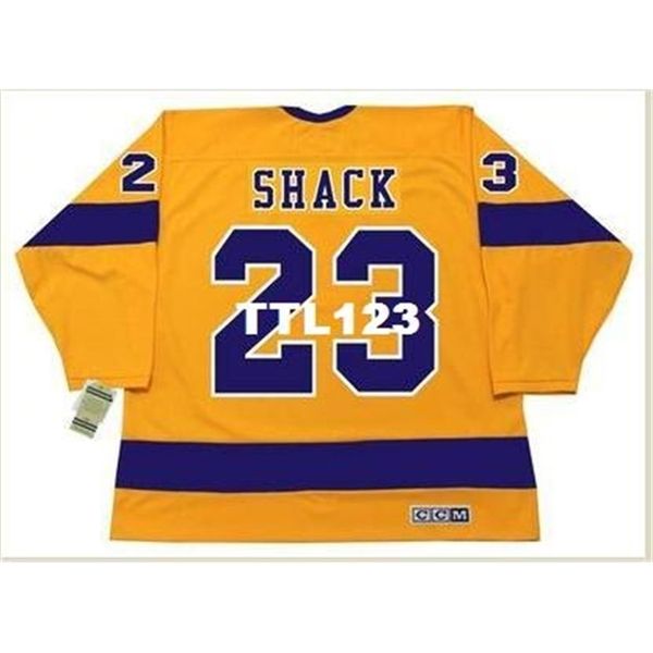 

421 #23 eddie shack los angeles kings 1970 ccm vintage away home hockey jersey or custom any name or number retro jersey, Black