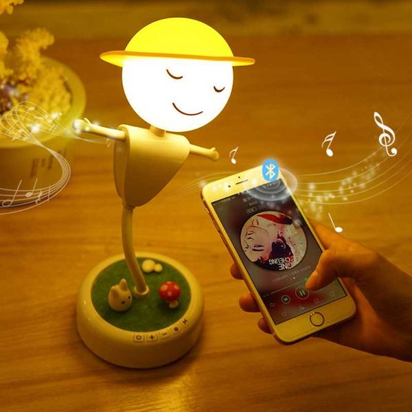 

led bluetooth speaker wireless portable loudspeaker hifi music for mobile phone touch cartoon desk lamp for bedroom bedside