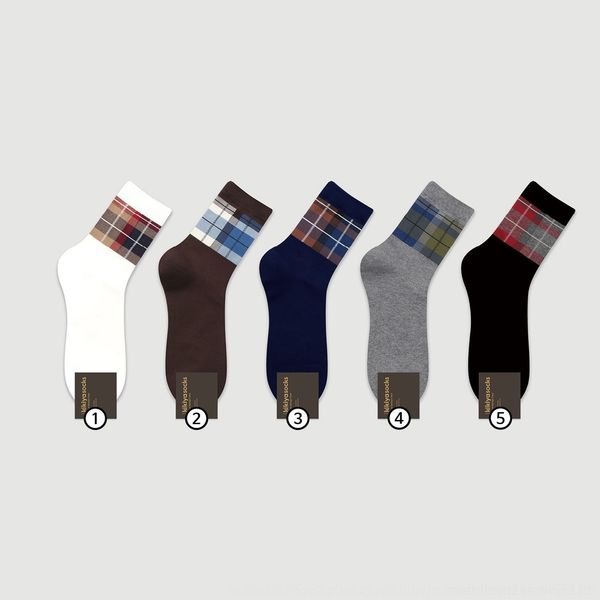 

q2knc east casual autumn mid tube cotton cotton men's gate british color plaid high kikikiyasocks korean socks 2lmfk, Black
