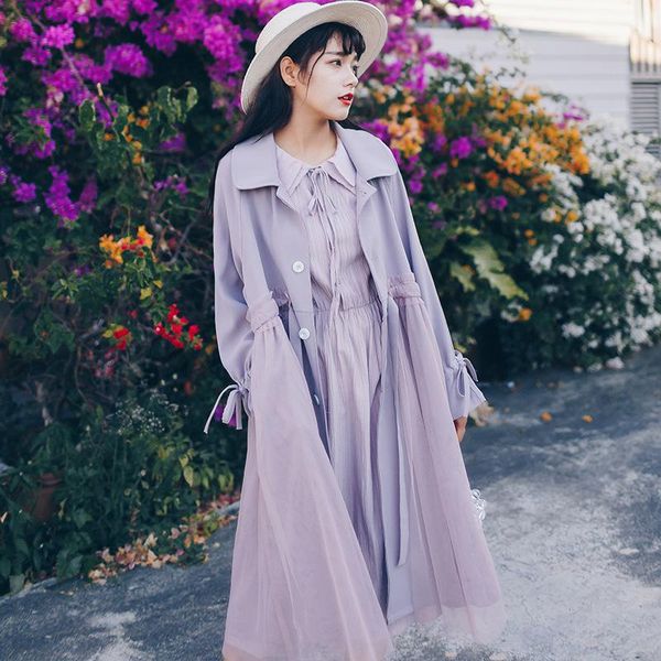 

cute adjustable waist designer women spring long trench coat 2020 single breasted european windbreaker skirt autum streetwear, Tan;black