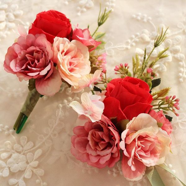 

selling corsages wedding decoration bride wrist length flower hand flower bridesmaid artificial rose wedding supplies 6c0222