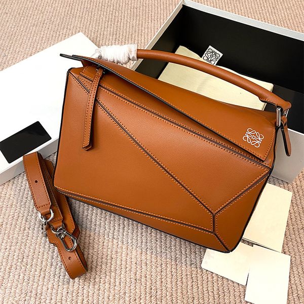 

puzzle geometric stitching small litchi single shoulder pillow classic leather boston women's bag new