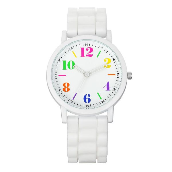 

colourful dial silicone rubber soft bands watches fashion wholesale kids children boys girls students quartz gift designer watches clock, Slivery;brown