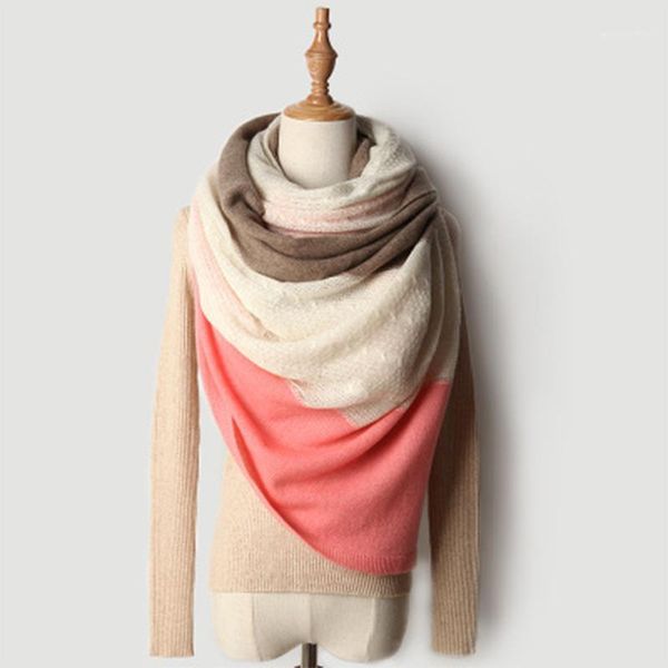 

natural pure 100 cashmere scarf women knitted autumn winter three-color twisted pink shawl wrap warm thicken capes poncho1, Blue;gray