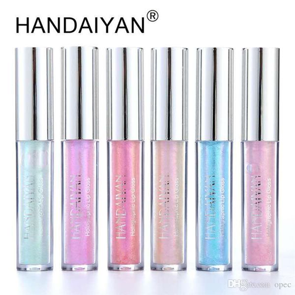 Новый Handaiyan 6Colors Glow Blitter Shimmer Mermaid Lipgloss Tint Tint Увлажняющий Водонепроницаемый Металл Долговечный Жидкий Глянцевой Глянс для губ Бальзам