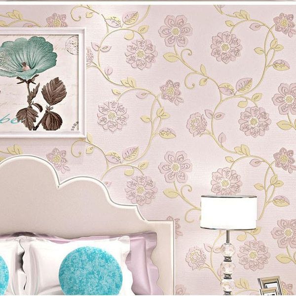 

bedroom wallpapers flower pink floral wall paper roll for walls 3d wall murals,wallpaper non-woven,papel de parede para sala