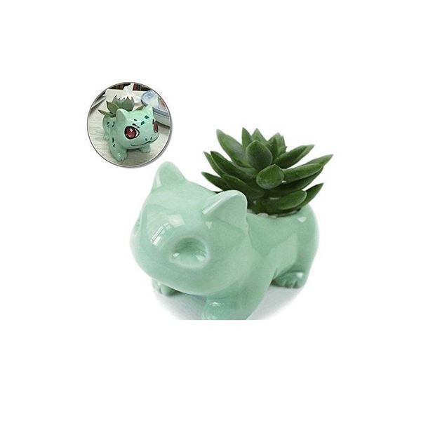 

kawaii керамический вазон closepot bulbasaur суккулентный плантатор симпатичные зеленые растения цветочный горшок с отверстием для падения b