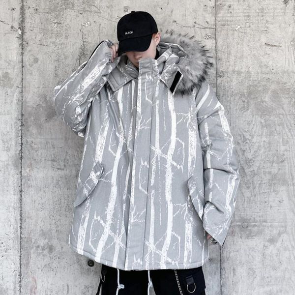 

winter 2020 new hooded cotton padded parka khaki men jacket men harajuku clothes hommes veste hiver big loose clothing 5xl, Black