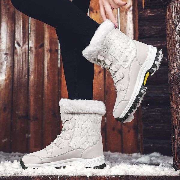 

women boots winter ankle boots for women platform shoes female snow botas mujer warm soft plush shoes woman big size 42 a5, Black
