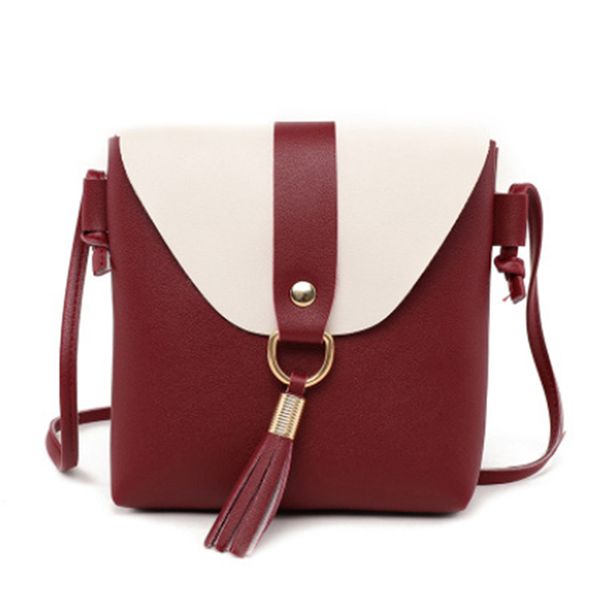 

new arrival pu leather female shoulder tassel women cross body 2019 fashion messenger bag small flap bags for lady, Red;black