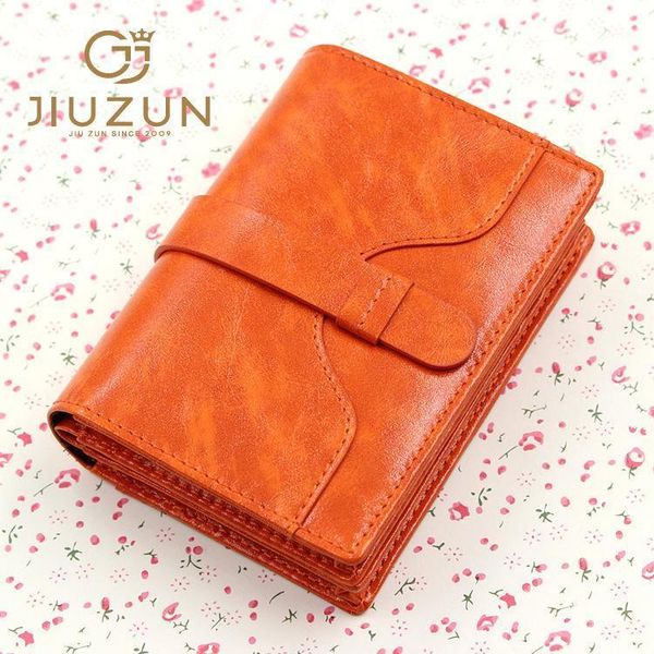 

wallets style oil wax grain leather short lady coin purse multifunctional large capacity wallet ladies small billetera mujer1, Red;black