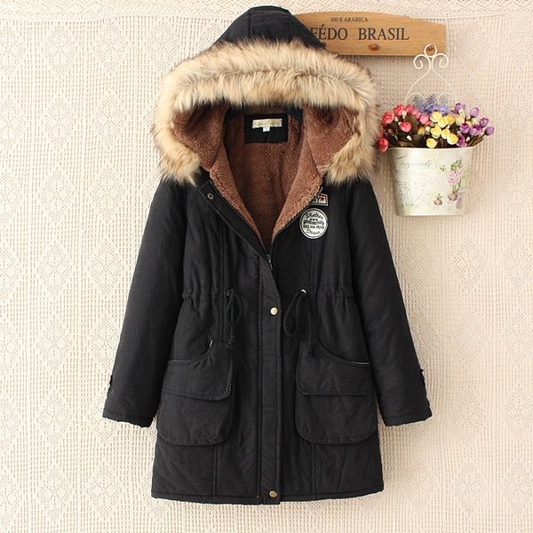

winter fur coat women basic jacket cotton long hooded ladies jackets casual warm women winter coat clothing outwear 2019 cjt142 y200101, Black;brown