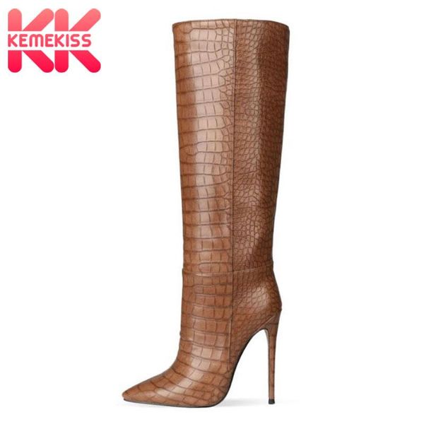 

kemekiss high heel boots women pointed toe high heels long boots women winter fashion winter shoes footwear size 34-45, Black