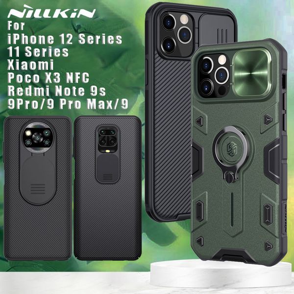 

nillkin для iphone 12 mini 11 xiaomi poco x3 nfc реого примечания 9s 9 pro max 10 задней крышки случая camshield защита камеры