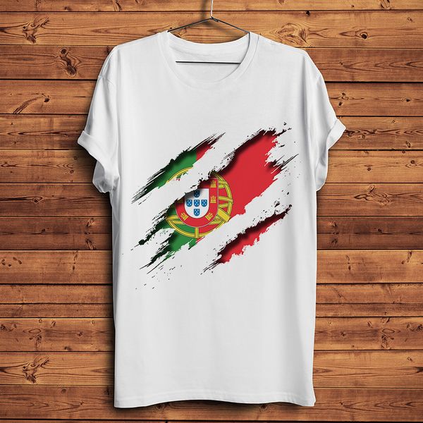 

3d vision portugal flag inside tearing tshirt summer new white short sleeve homme casual streetwear tee hooded sweatshirt hoodie men t shirt