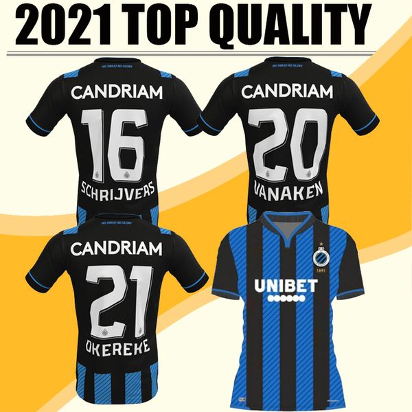 

20 21 new club brugge circle kv football shirts uniform home 2020 2021 belgium bruges soccer jersey vormer vanaken diatta, Black;yellow