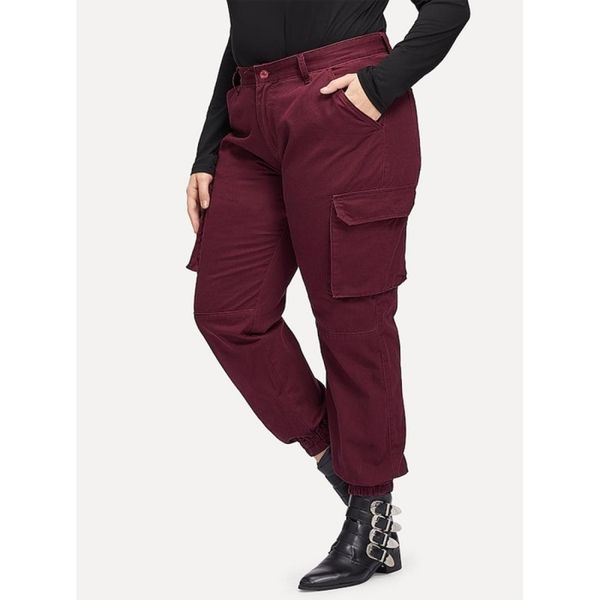

Fashion Women Large Size Casual Pants, Black;white