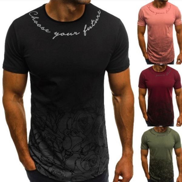 

gradient color mens designer tshirts letter printed casual loose short sleeved crew neck pullover tshirts fashion mens tees, White;black