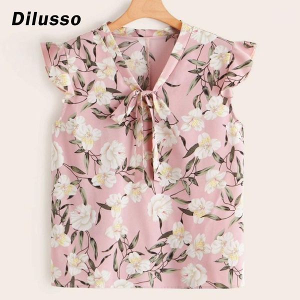 

fashion women casual plus size blous short sleeve ruffles bow print floral shirt fashion girls #d31, White