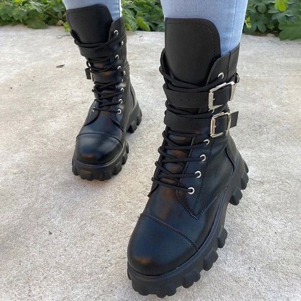 

2020 new winter british style women boots side zipper shallow anti-skid botas mujer fashion short tube thick heel leather boots #355i, Black