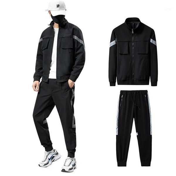 

2019 winter fashion patchwork fleece lined tracksuit men thick warm sweat suits sportswear 2 piece men's set jacket+pants1, Gray