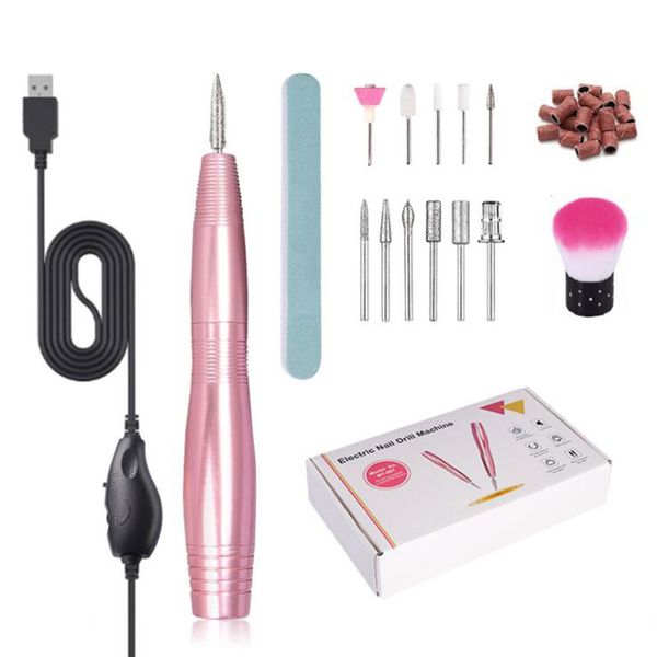 

electric nail drill acrylic nail kit set for nail file exfoliating abrasive polishing manicure pedicure shape tool with 11pcs drill bits