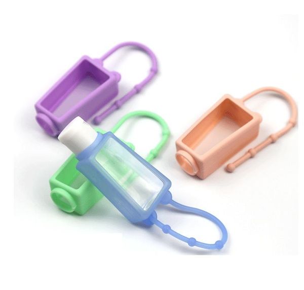 

30ml empty refillable alcohol bottle silicone holder set with hook portable disinfectant liquid soap bottle hand sanitizer bottle byaak