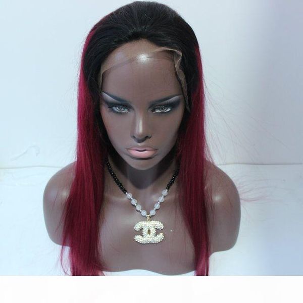 

ombre straight glueless full lace wigs & front lace wigs two tone color human hair wigs 100% indian human hair, Black;brown