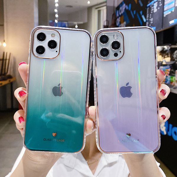 

gradient rainbow laser phone cases for iphone 12 pro 11pro max x xs max xr 7 8 plus transparent glitter soft cover for iphone 12