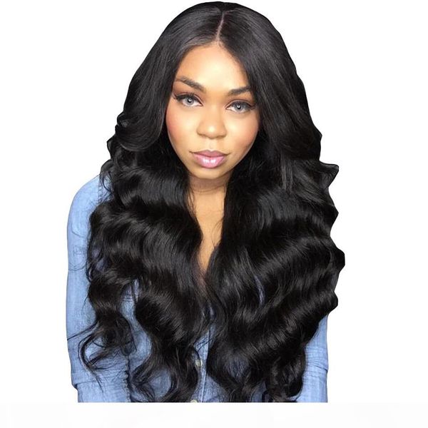 

transparent full lace wigs body wave glueless pre plucked with baby hair peruvian remy hair wig bleached knots, Black