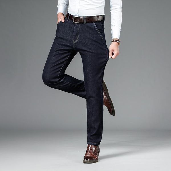 

men's jeans 2021 all-match loose casual plus velvet thick high quality, Blue